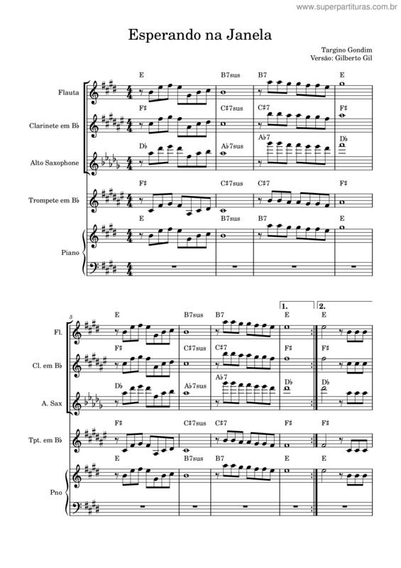 Partitura da música Esperando Na Janela – Gilberto Gil v.4