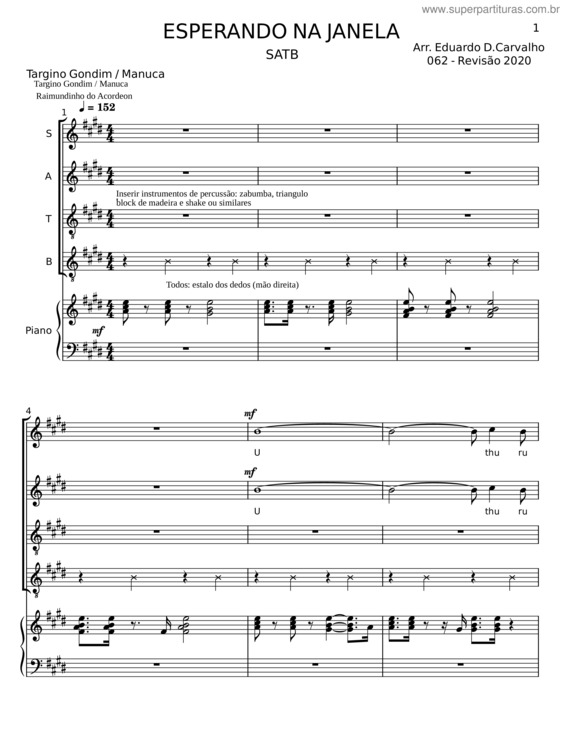Partitura da música Esperando Na Janela – Targino Gondim;Manuca v.2