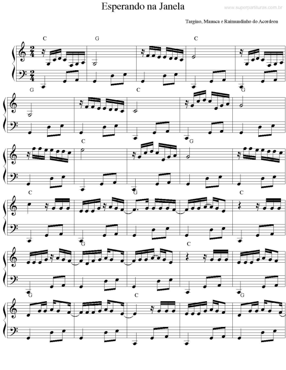 Partitura da música Esperando na Janela v.2