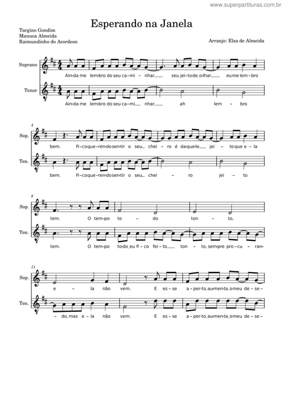 Partitura da música Esperando Na Janela v.28