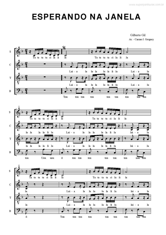 Partitura da música Esperando na Janela v.4