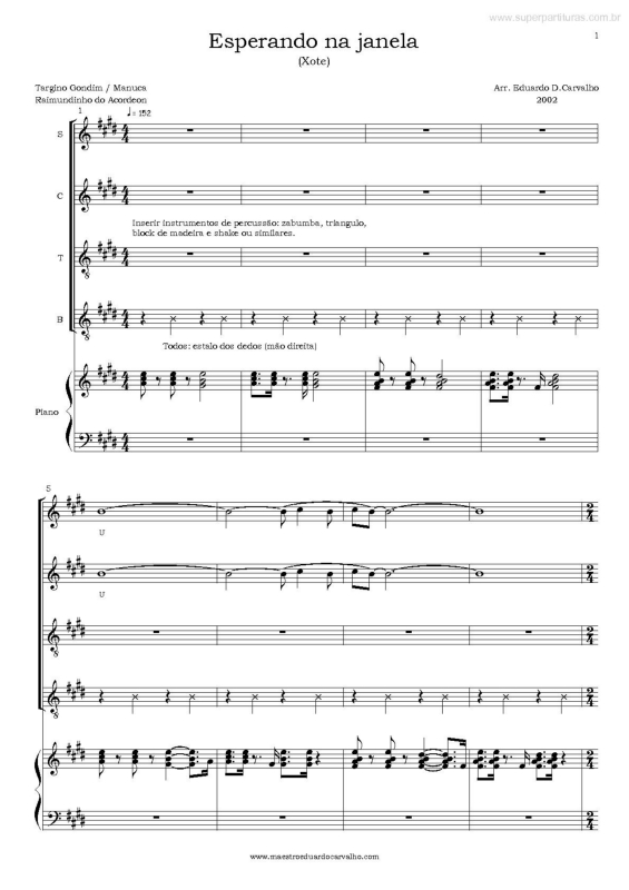 Partitura da música Esperando na Janela v.5