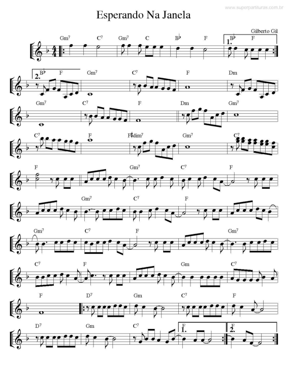 Partitura da música Esperando na Janela