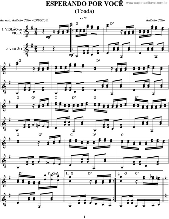 Partitura da música Esperando Por Você