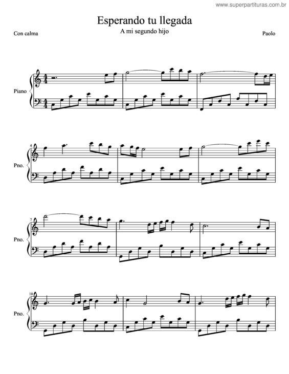 Partitura da música Esperando Tu Llegada