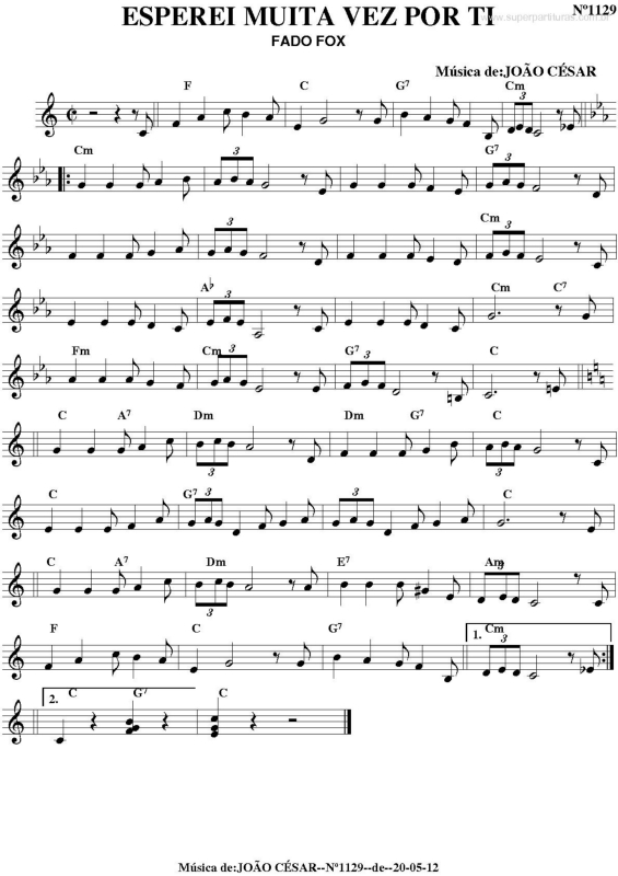 Partitura da música Esperei Muita Vez por Ti