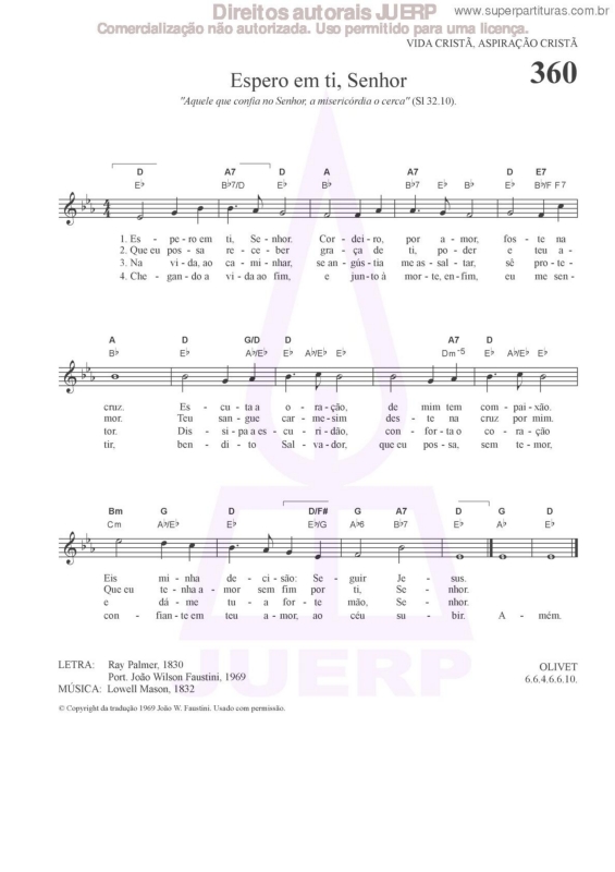 Partitura da música Espero Em Ti, Senhor - 360 HCC