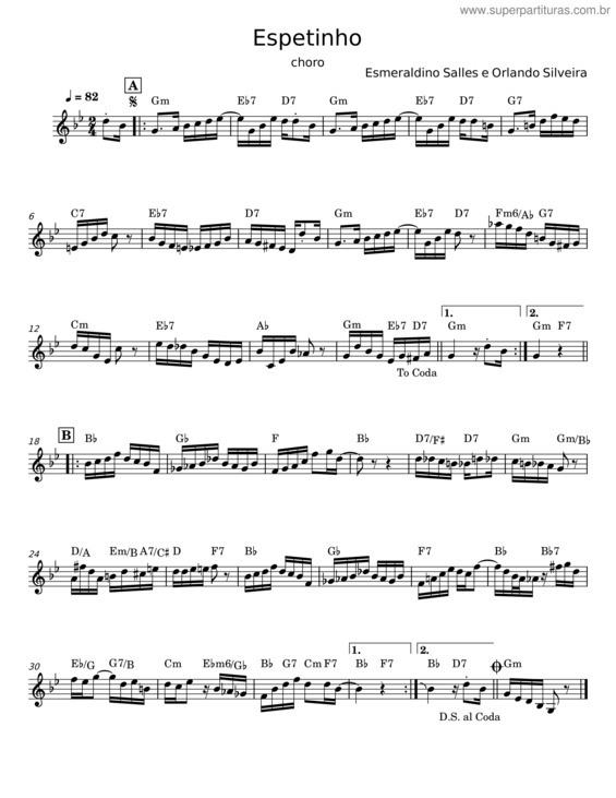 Partitura da música Espetinho – Esmeraldino Salles