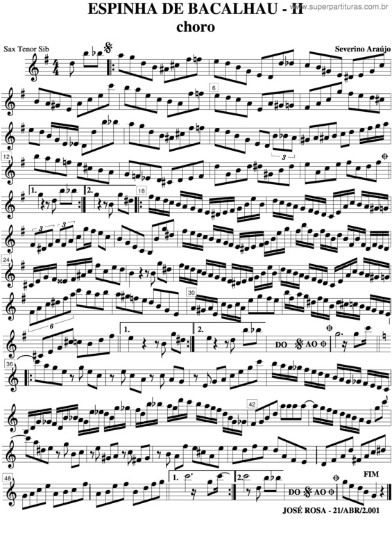 Partitura da música Espinha De Bacalhau v.2