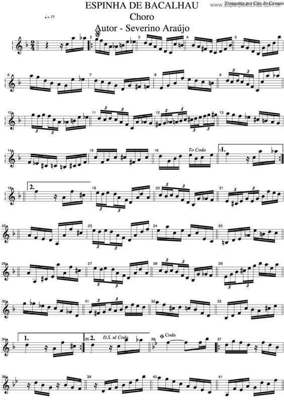 Partitura da música Espinha De Bacalhau v.3