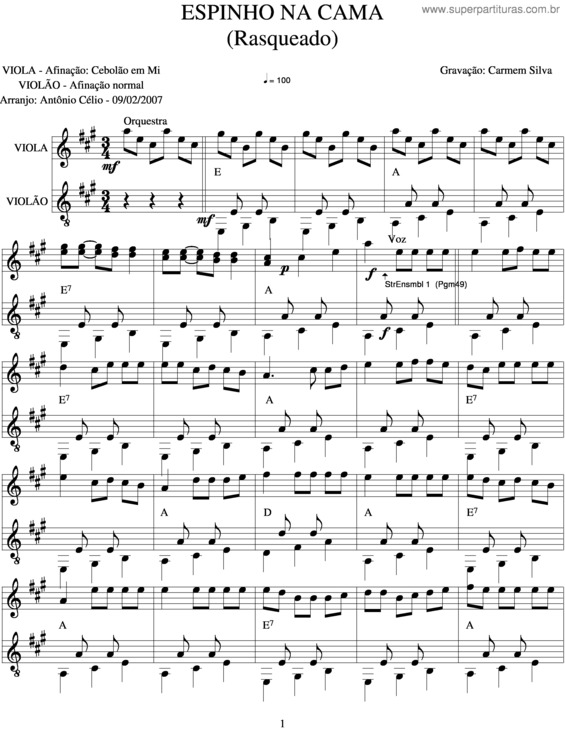 Partitura da música Espinho Na Cama