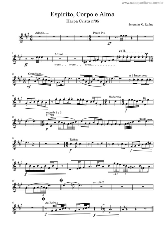 Partitura da música Espirito, Alma E Corpo