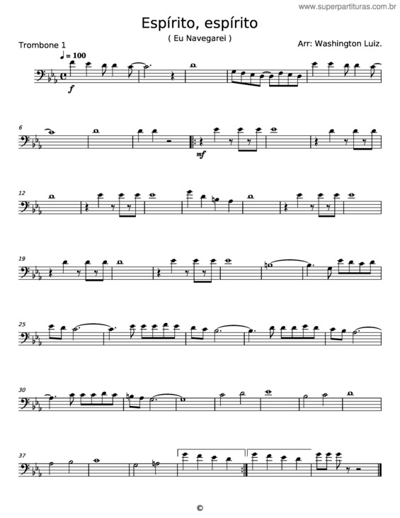 Partitura da música Espírito, Espírito v.3
