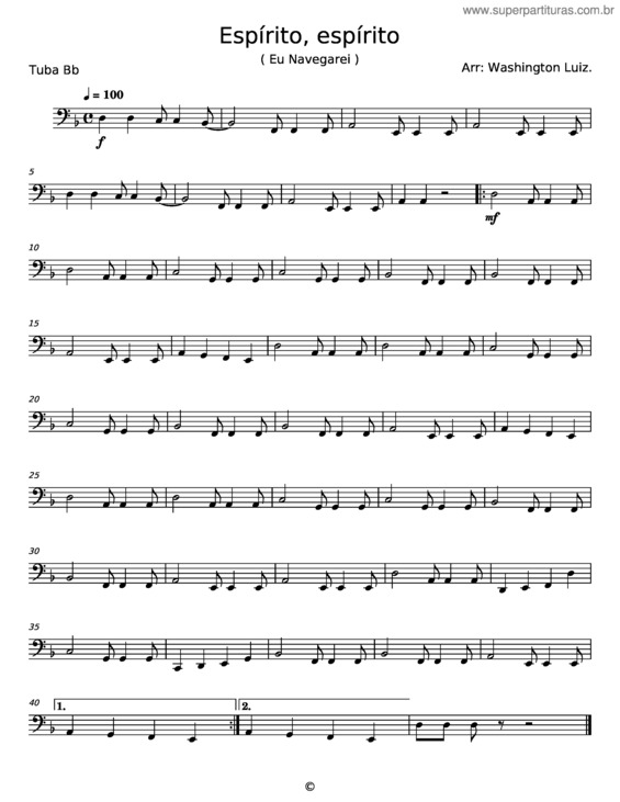 Partitura da música Espírito, Espírito v.4