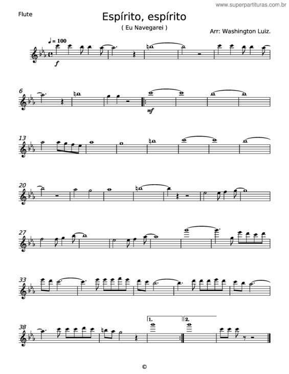 Partitura da música Espírito, Espírito v.5