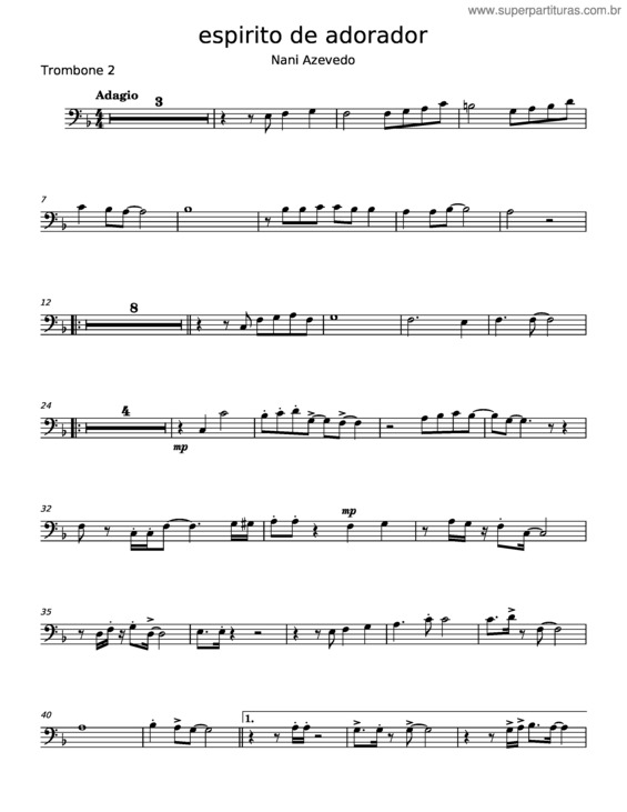 Partitura da música Espirito Adorador – Nani Azevedo