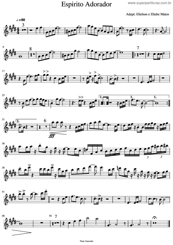Partitura da música Espirito Adorador
