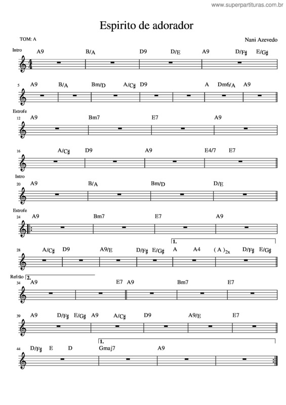 Partitura da música Espirito De Adorador v.2