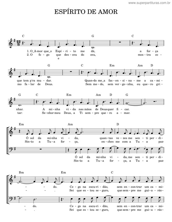 Partitura da música Espírito De Amor