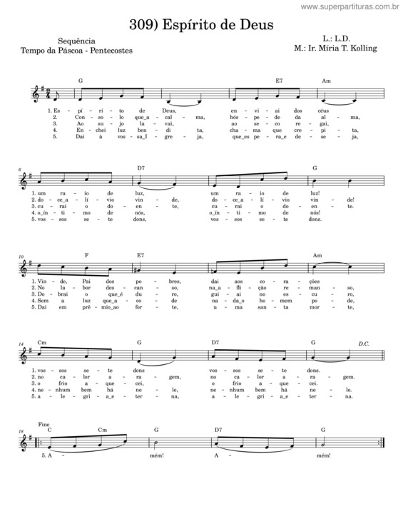 Partitura da música Espírito De Deus v.3