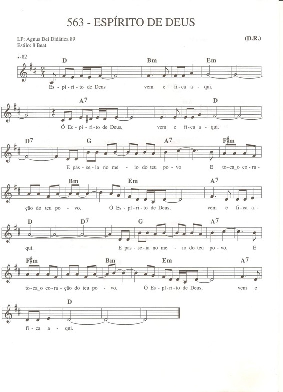 Partitura da música Espírito de Deus