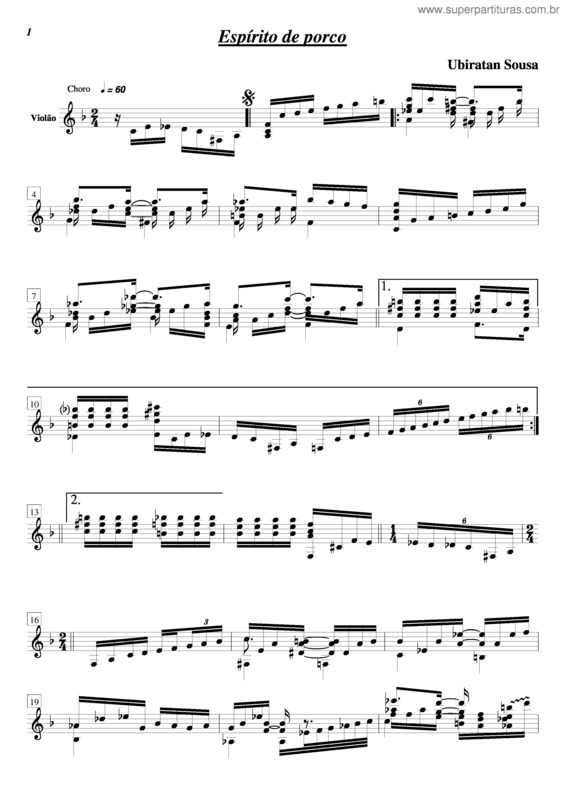 Partitura da música Espírito De Porco