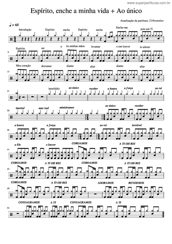 Partitura da música Espírito Enche A Minha Vida & Ao Único