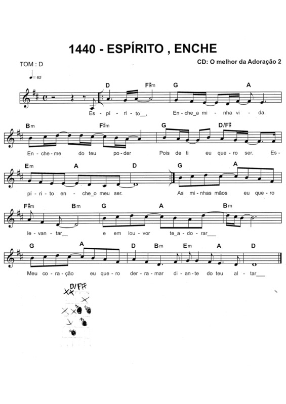 Partitura da música Espírito Enche