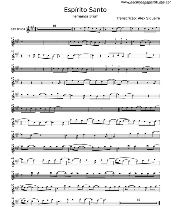 Partitura da música Espírito Santo – Alex Siqueira