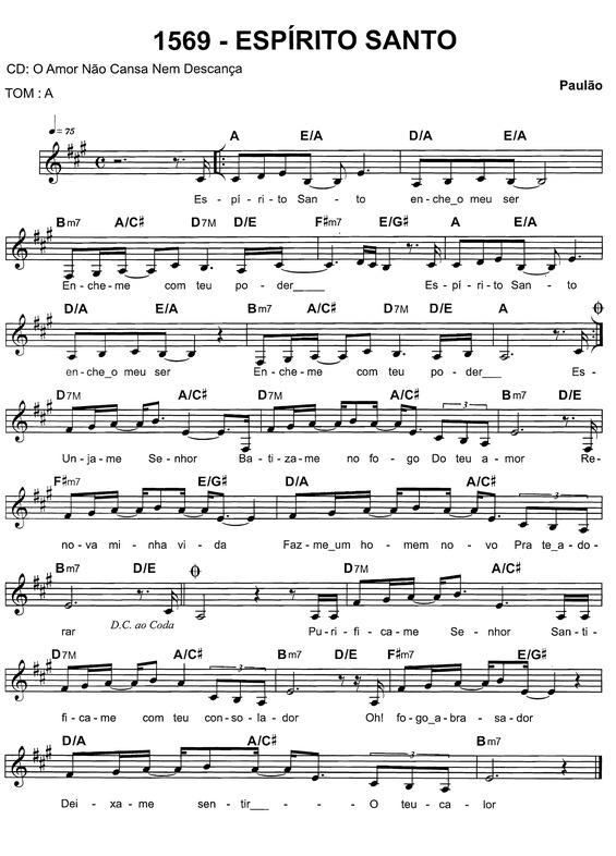 Partitura da música Espírito Santo v.5