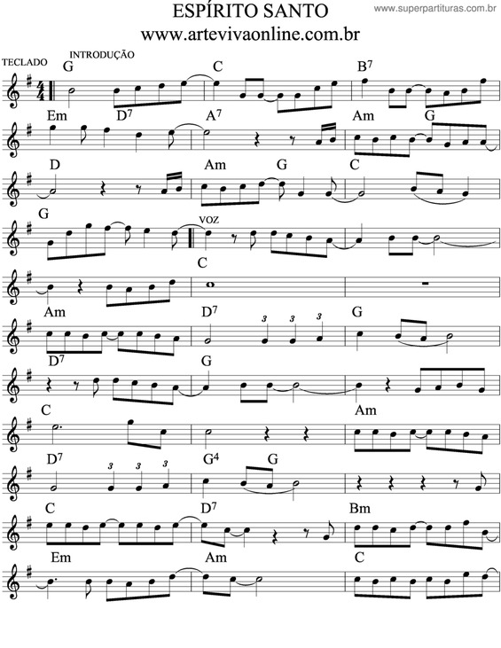 Partitura da música Espírito Santo v.6