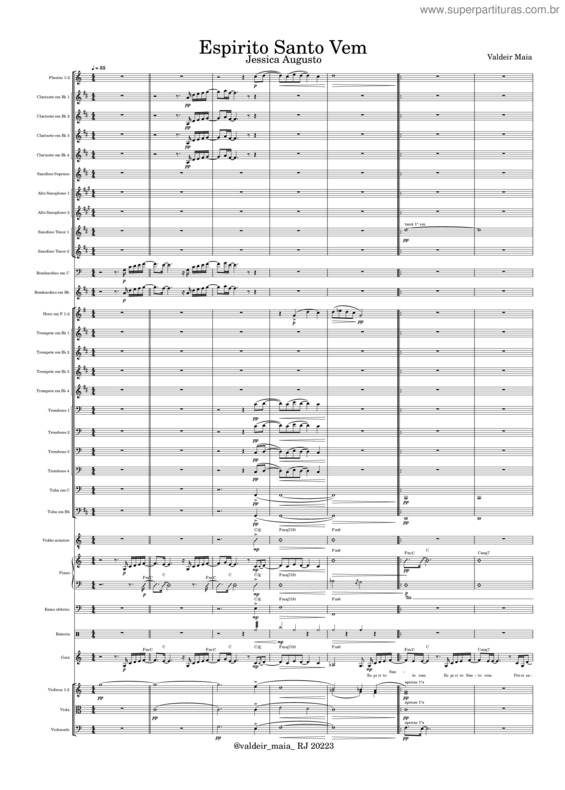 Partitura da música Espirito Santo Vem – Jessica Augusto Espirito Santo Vem