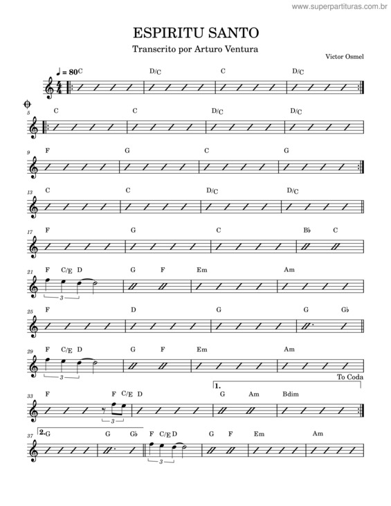 Partitura da música Espiritu Santo v.3