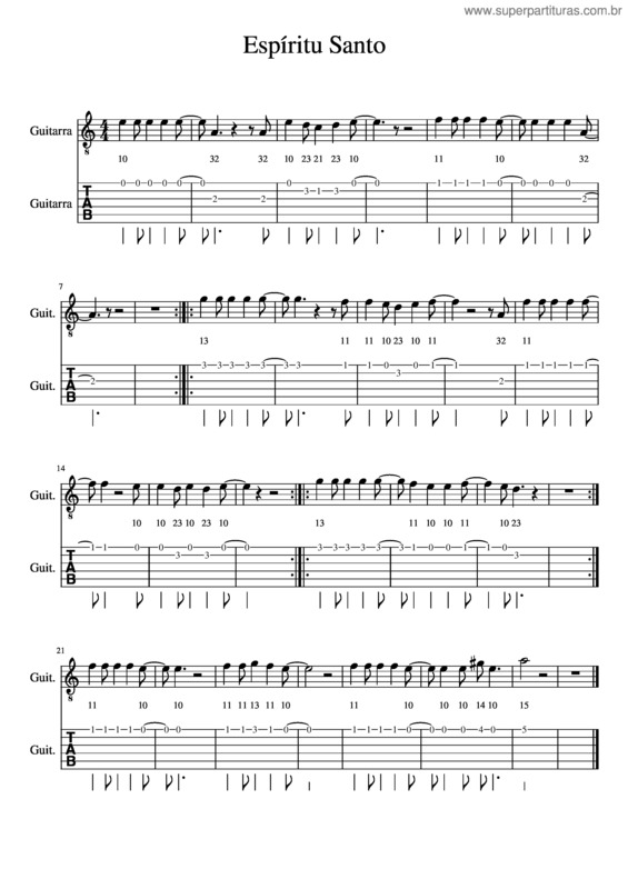 Partitura da música Espíritu Santo