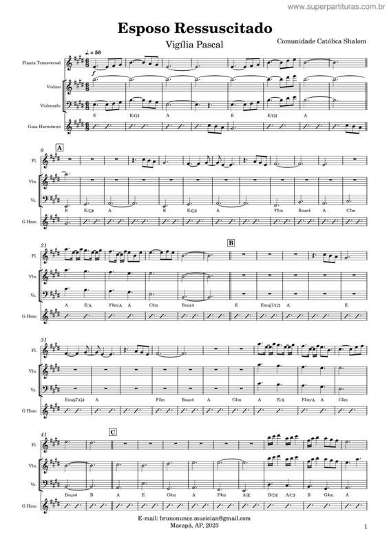 Partitura da música Esposo Ressuscitado