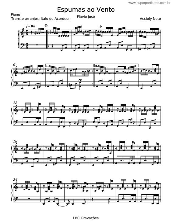 Partitura da música Espumas Ao Vento v.6