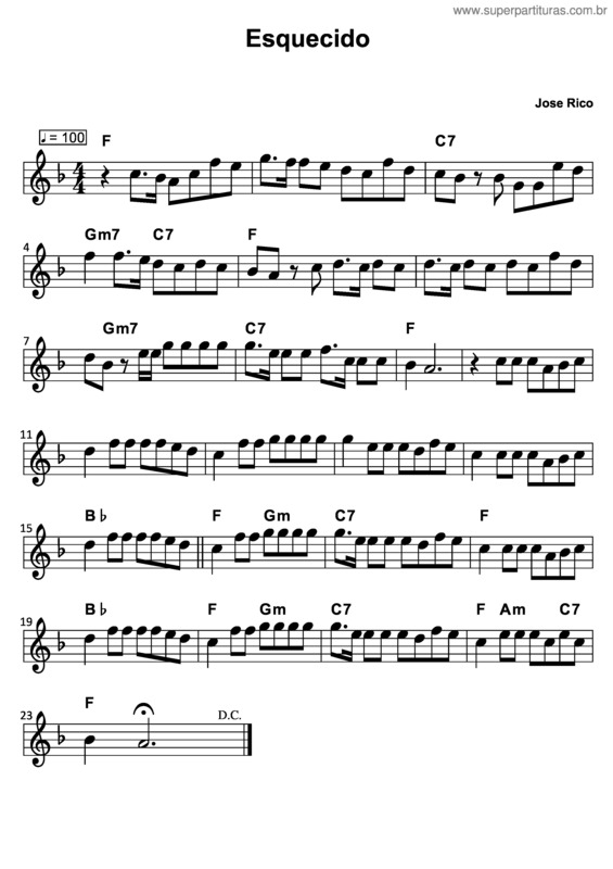 Partitura da música Esquecido v.2