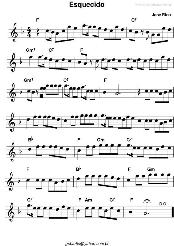 Partitura da música Esquecido