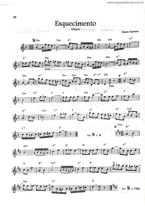 Partitura da música Esquecimento v.2
