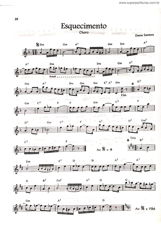 Partitura da música Esquecimento v.2