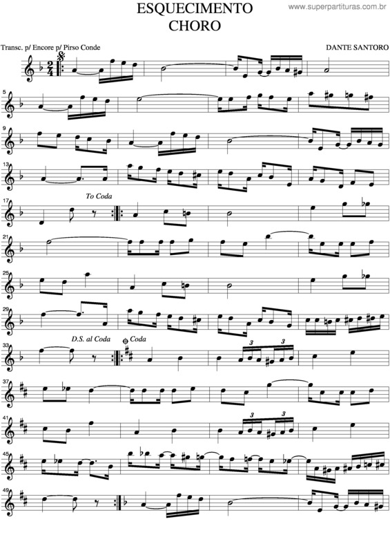 Partitura da música Esquecimento