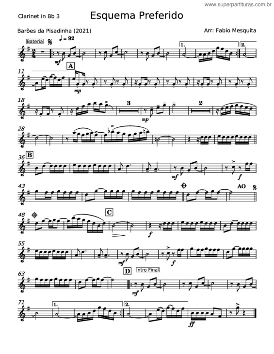 Partitura da música Esquema Preferido – Barões Da Pisadinha v.11