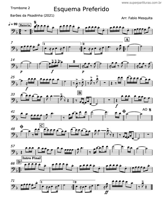 Partitura da música Esquema Preferido – Barões Da Pisadinha v.12