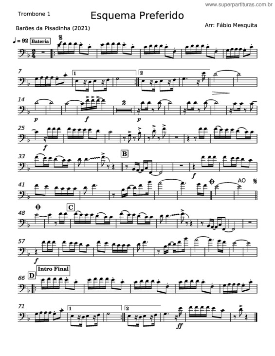 Partitura da música Esquema Preferido – Barões Da Pisadinha v.13