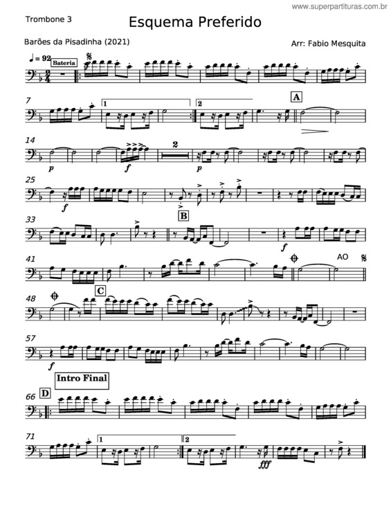 Partitura da música Esquema Preferido – Barões Da Pisadinha v.2