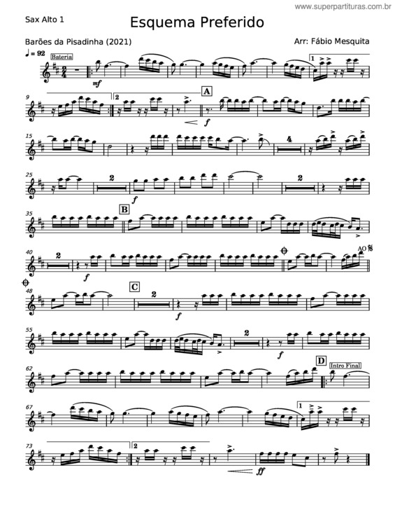 Partitura da música Esquema Preferido – Barões Da Pisadinha v.3