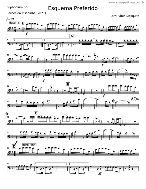 Partitura da música Esquema Preferido – Barões Da Pisadinha v.7