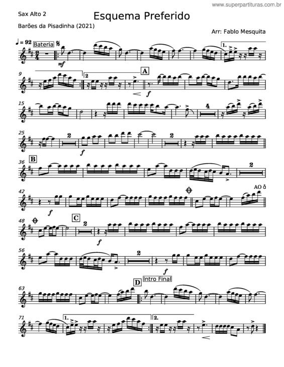 Partitura da música Esquema Preferido – Barões Da Pisadinha v.8