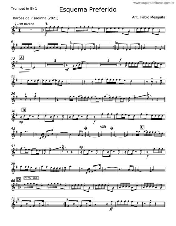 Partitura da música Esquema Preferido – Barões Da Pisadinha v.9