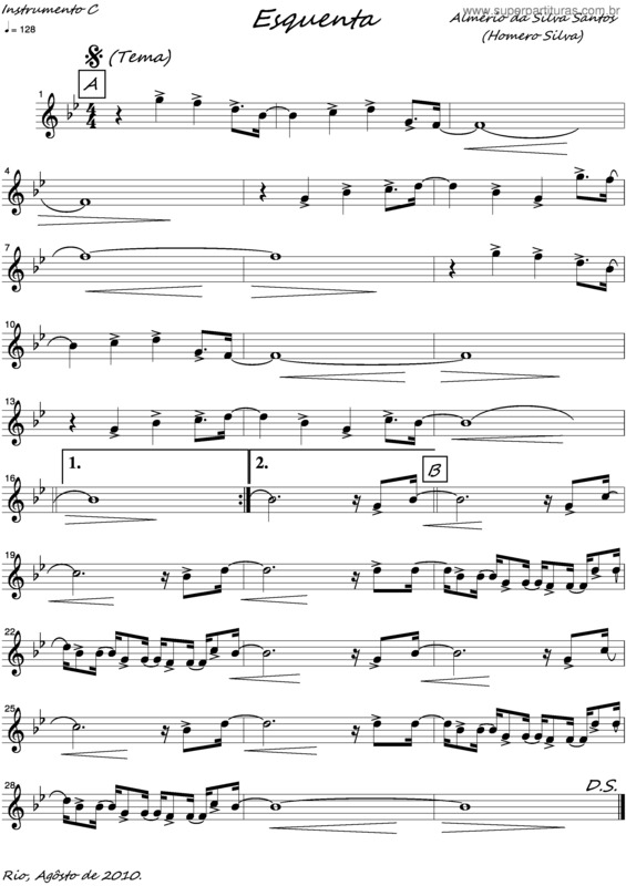 Partitura da música Esquenta